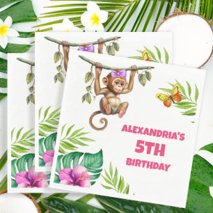 Farbiger Affe Dschungel Kinder 5. Geburtstag Serviette