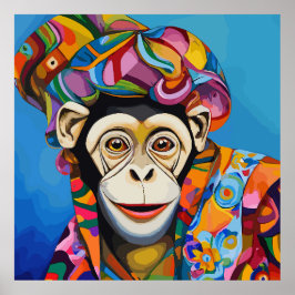 Farbiger Affe Poster
