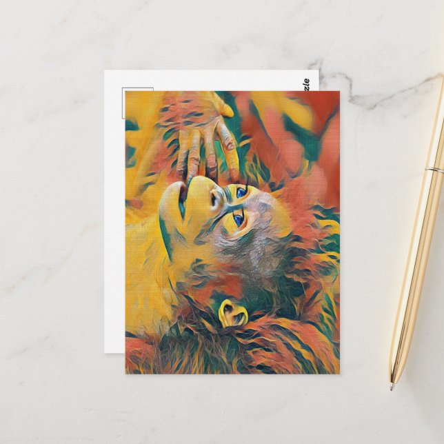 Farbiger Affe Postkarte (Vorderseite/Rückseite Beispiel)