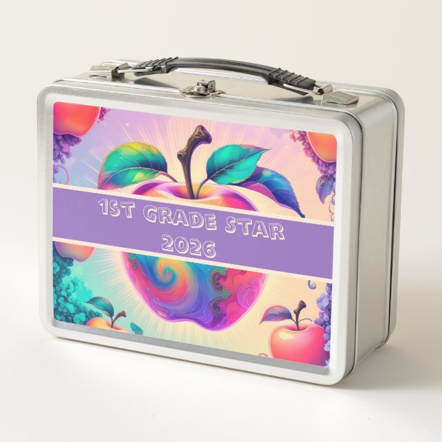 Farbiger Apfel 1. Klasse Stern 2026 Metall Brotdose (Vorderseite)