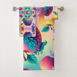 Farbiger Apfel Badhandtuch Set