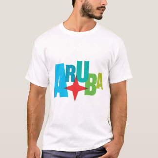 Farbiger Aruba-Text mit Red Star Design T-Shirt