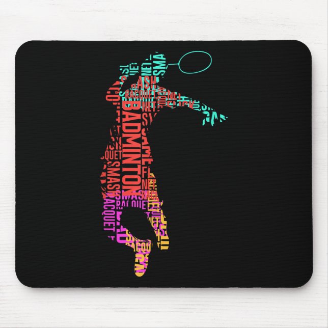 Farbiger Badmintonspieler _ Shuttle Racket _ Badmi Mousepad (Vorne)