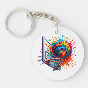 Farbiger Basketball-Tie-Dye-Farbiger Basketballkor Schlüsselanhänger