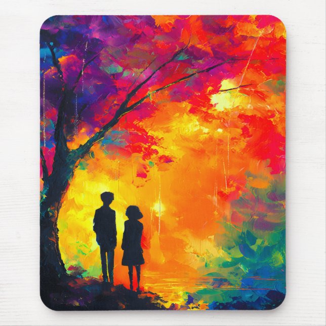 Farbiger Baum der Liebe Mousepad (Vorne)