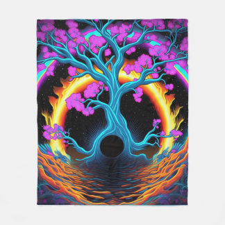 Farbiger Baum des Lebens Fleecedecke