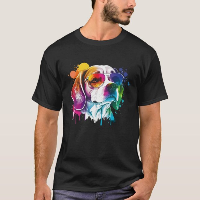 Farbiger Beagle Pop Hund Vater Mama Hund T-Shirt (Vorderseite)