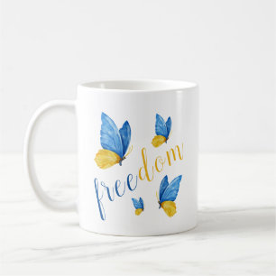 Farbiger Blauer Gelber Schmetterling Kaffeetasse