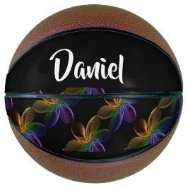 Farbiger Blumendruck schwarz Basketball