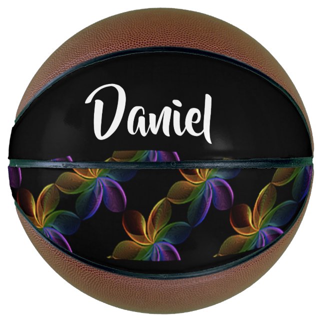 Farbiger Blumendruck schwarz Basketball (Vorderseite)
