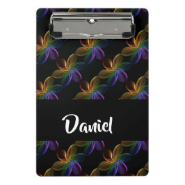 Farbiger Blumendruck schwarz Mini Klemmbrett