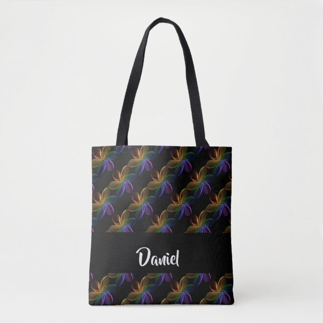 Farbiger Blumendruck schwarz Tasche (Vorderseite)