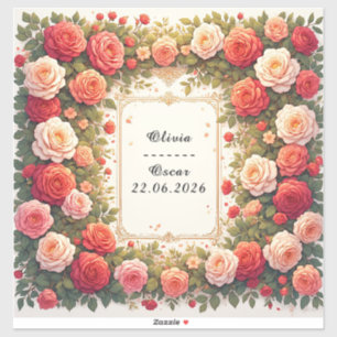 Farbiger Blumenkranz für die Hochzeit Aufkleber