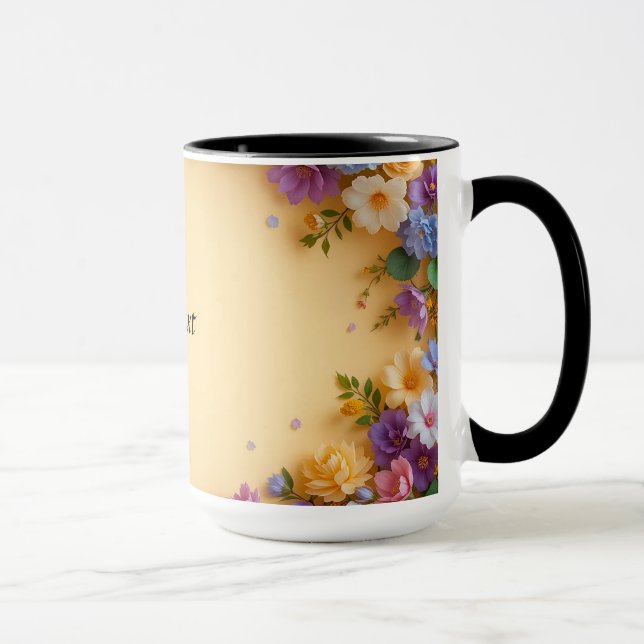 Farbiger Blumenrahmen Tasse (Rechts)