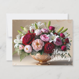 Farbiger Blumenstrauß zum Geburtstag  Postkarte