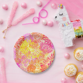 Farbiger Blütenfrühling Pappteller