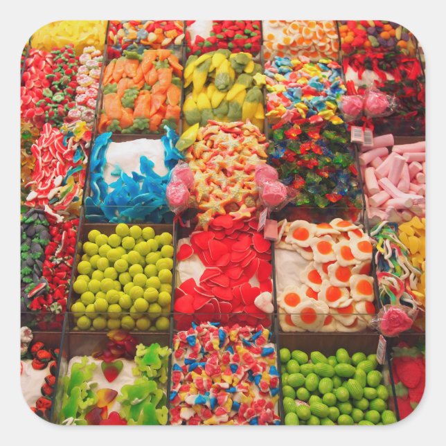 Farbiger Bonbons-Aufkleber Quadratischer Aufkleber (Vorderseite)
