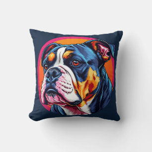 🐶 Farbiger Bulldogge Digital Art Dekoratives Kissen