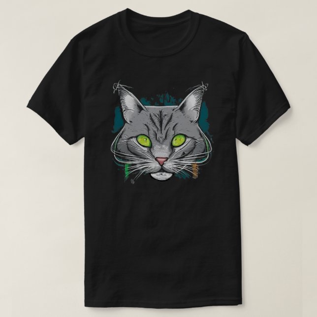 Farbiger Cartoon Cat T - Shirt (Design vorne)