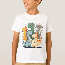Farbiger Cartoon Dinosaurier Kinder T - Shirt