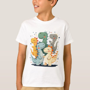 Farbiger Cartoon Dinosaurier Kinder T - Shirt