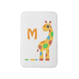 Farbiger Cartoon Giraffe Monogram Badematte