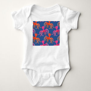 Farbiger Cartoon Octopus Wasserfarben Muster Baby Strampler
