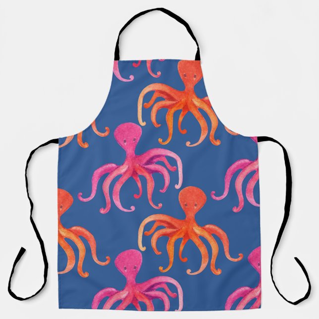 Farbiger Cartoon Octopus Wasserfarben Muster Schürze (Vorderseite)