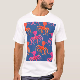 Farbiger Cartoon Octopus Wasserfarben Muster T-Shirt