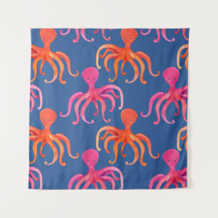 Farbiger Cartoon Octopus Wasserfarben Muster Wandteppich