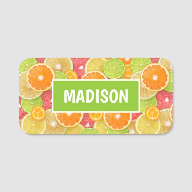 Farbiger Citrus individuelle Name Namensschild (Vorderseite)