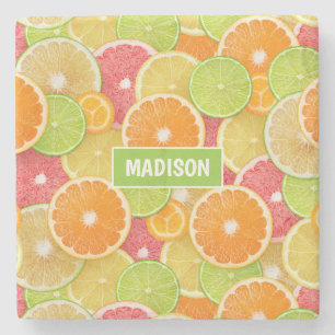 Farbiger Citrus individuelle Name Steinuntersetzer