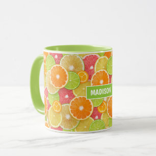 Farbiger Citrus individuelle Name Tasse
