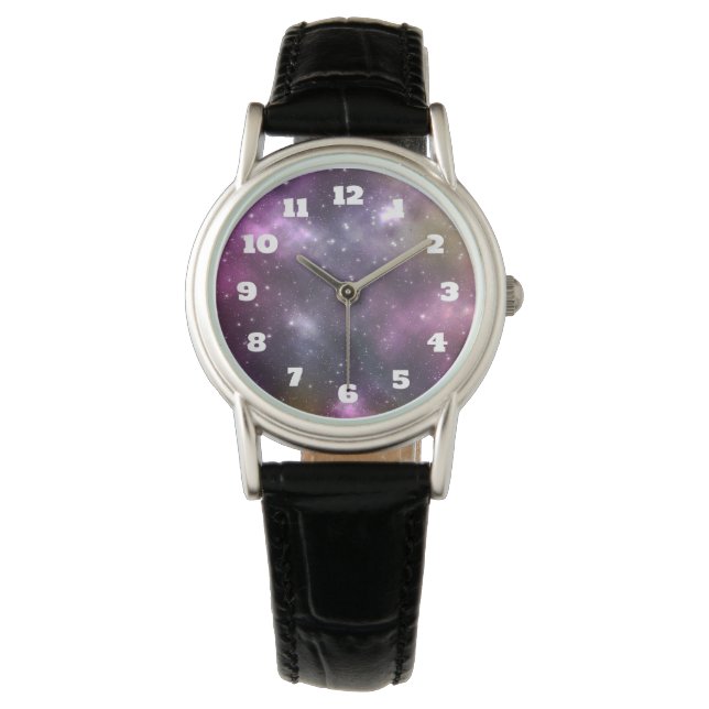 Farbiger Cooler Nebel und Sterne im Weltraum Armbanduhr (Vorderseite)