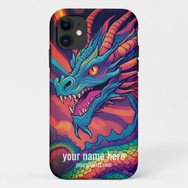 FARBIGER, COOLER RAINBOW-DRAGON ZEICHNEND Case-Mate iPhone HÜLLE (Rückseite)