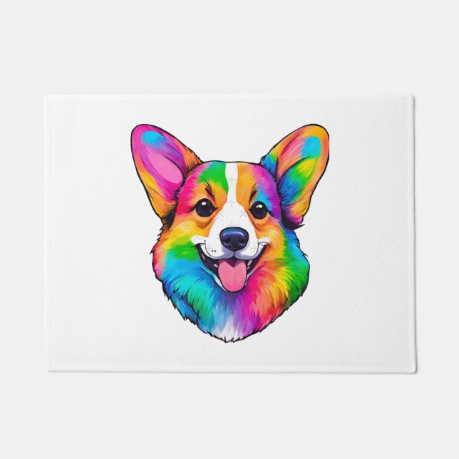 Farbiger Corgi Fußmatte (Vorderseite)