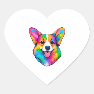 Farbiger Corgi Herz-Aufkleber