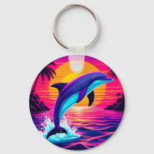 Farbiger Delfin  Lebendiger tropischer Sonnenunter Schlüsselanhänger