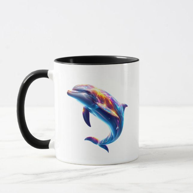 Farbiger Delfin Süße Kunst Tasse (Links)