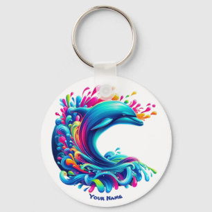 Farbiger Delfinsplash Schlüsselanhänger