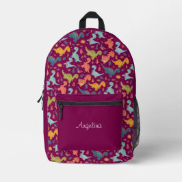 Farbiger Dinosaurier-Cartoon niedliches Muster, ro Bedruckter Rucksack