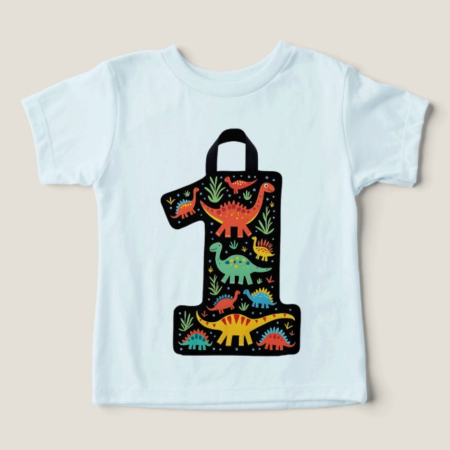 Farbiger Dinosaurier-T - Shirt (Design Vorderseite)