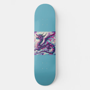 Farbiger Drache mit Aquamarinem Licht Skateboard