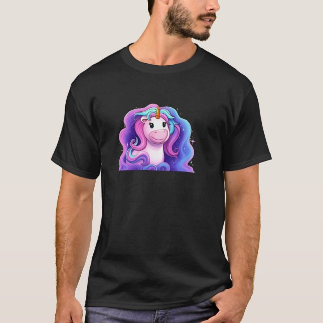 Farbiger Einhorn T-Shirt (Vorderseite)