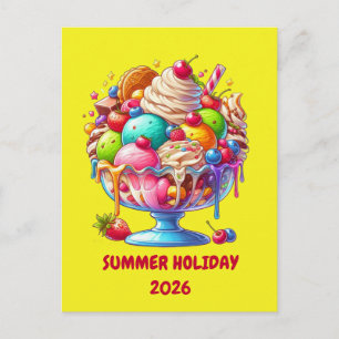 Farbiger Eisbecher – Süße Dessert-Illustration Feiertagspostkarte