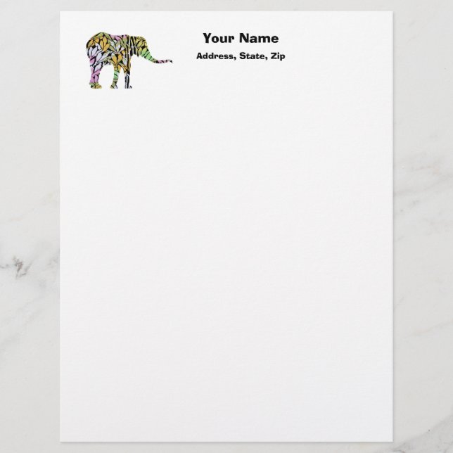 Farbiger Elefant Briefkopf (Vorderseite)