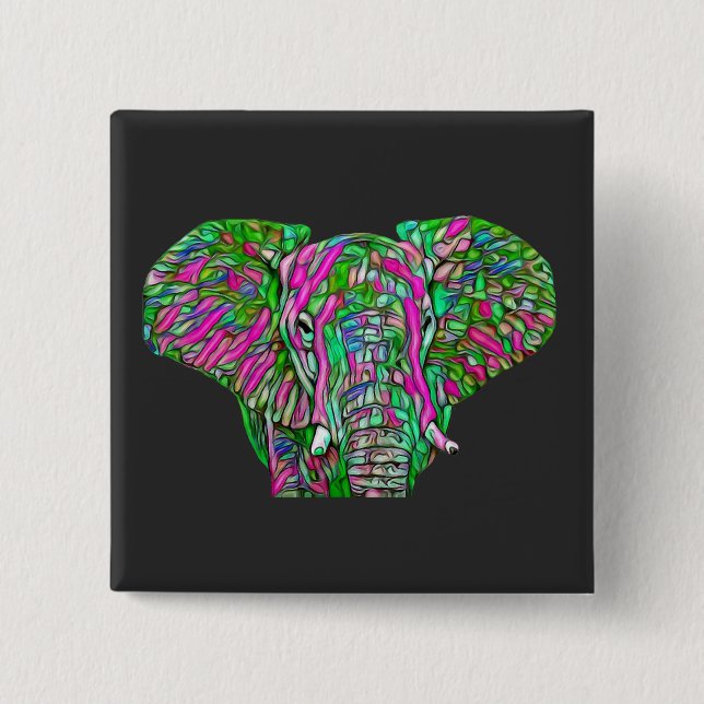 Farbiger Elefant Button (Vorderseite)