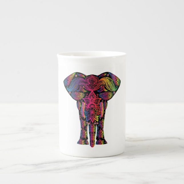 Farbiger Elefant-Cartoon Prozellantasse (Vorderseite)