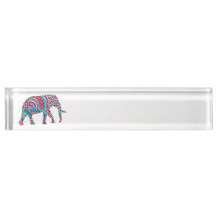 Farbiger Elefant Namensplakette