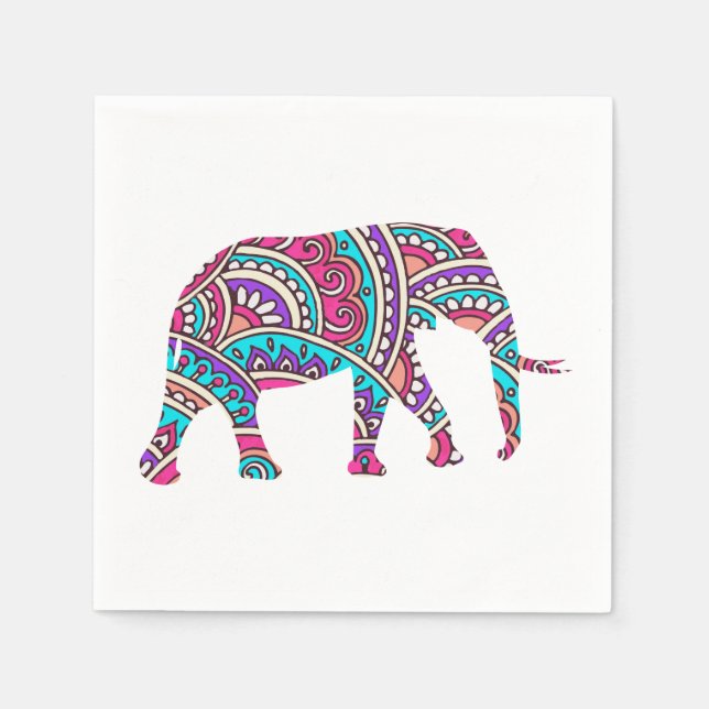 Farbiger Elefant Serviette (Vorderseite)